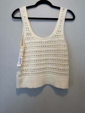 NWT 100% Cotton Cream Knit Sleeveless Sweater